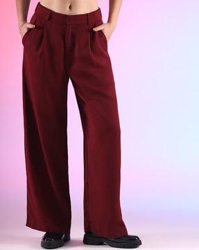 high-rise trousers with elasticated waist