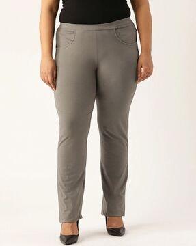 high-rise trousers with elasticated waistband