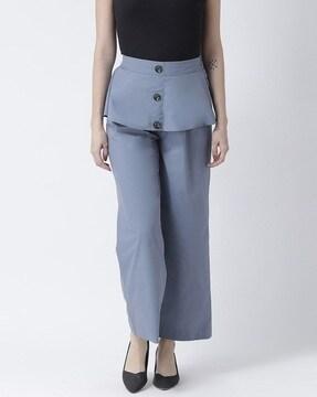 high-rise trousers with overlay and button fastening