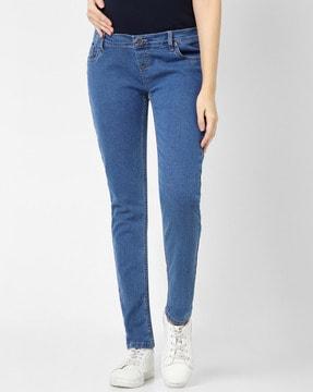 high-rise washed jeans