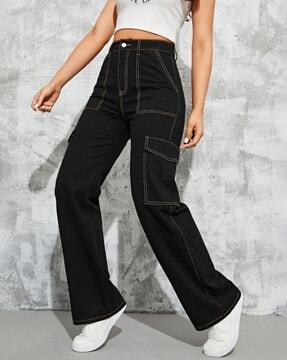 high-rise wide jeans with elasticated waist