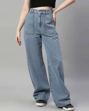 high-rise wide jeans