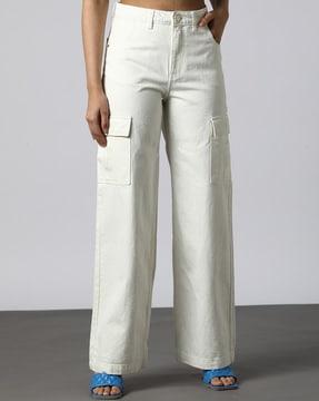 high-rise wide-leg cargo jeans