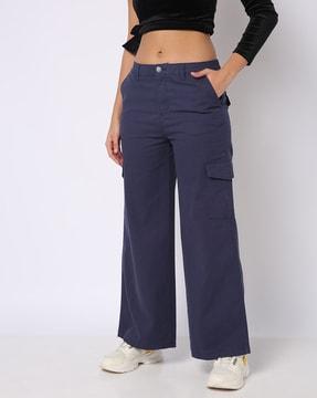 high-rise wide leg cargo trousers