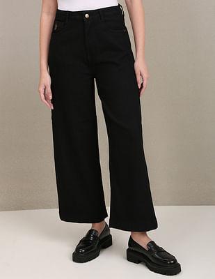 high rise wide leg cropped jeans