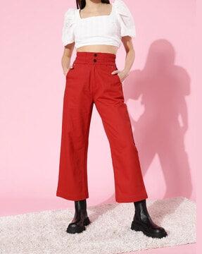 high-rise wide leg jeans with insert pockets