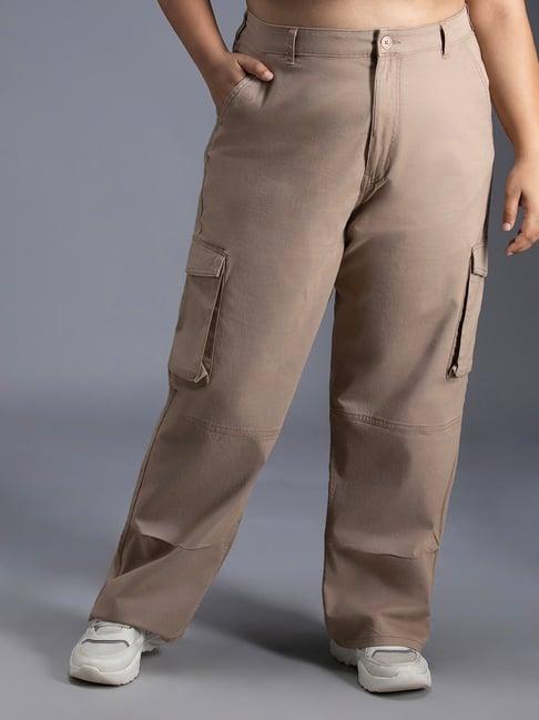 high star beige cotton relaxed fit trousers