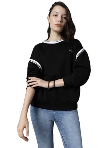 high star black cotton polyester long sleeves round neck na sweatshirts_hswssw23004_bk_m