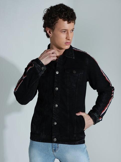 high star black cotton regular fit denim jacket