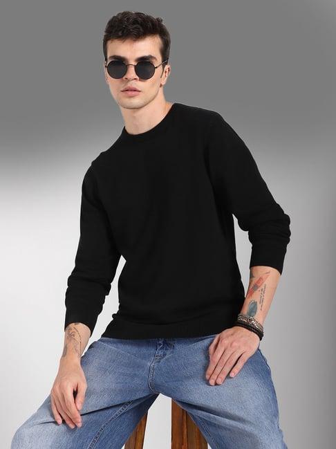 high star black cotton regular fit sweater