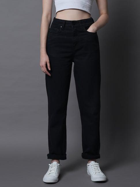 high star black cotton relaxed fit mid rise jeans