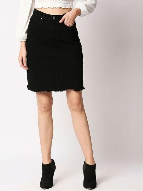 high star black cotton skirt