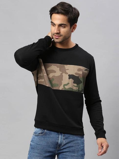 high star black regular fit camo sweatshirt