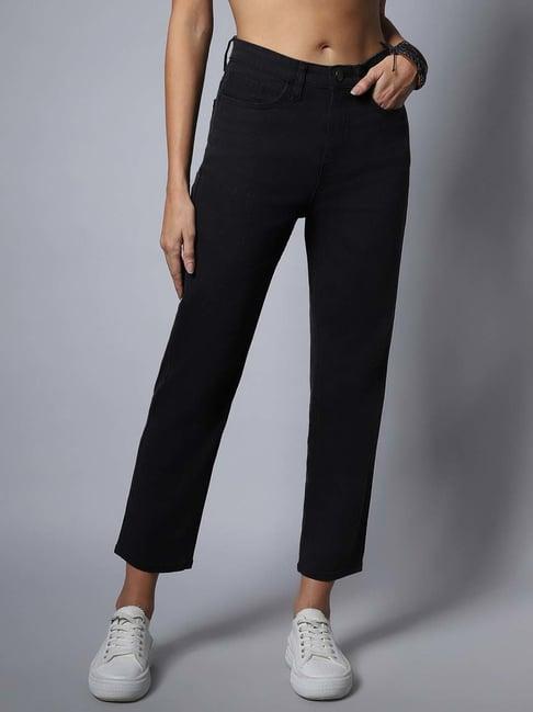 high star black regular fit high rise jeans