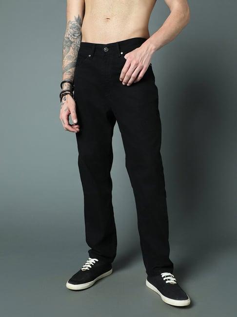 high star black straight fit lightly washed jeans