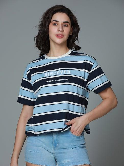 high star blue cotton stripes t-shirt