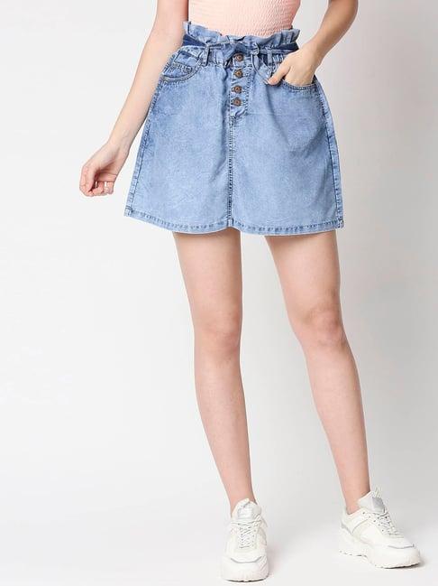 high star blue mini denim skirt