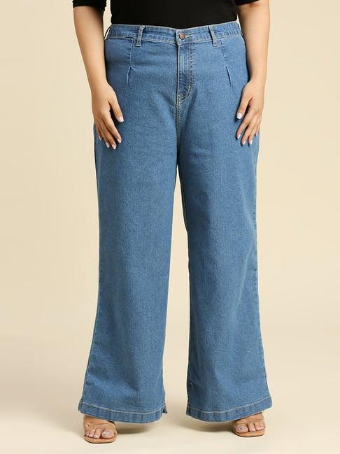 high star blue relaxed fit high rise plus size jeans