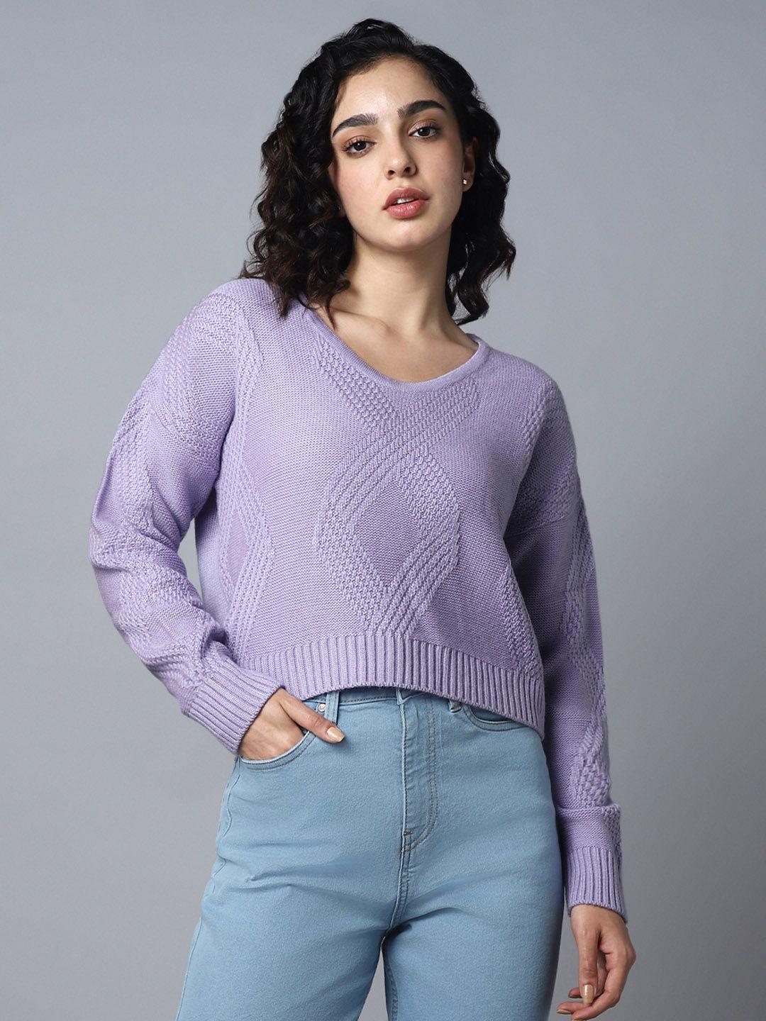 high star cable knit round neck long sleeve acrylic crop pullover sweaters