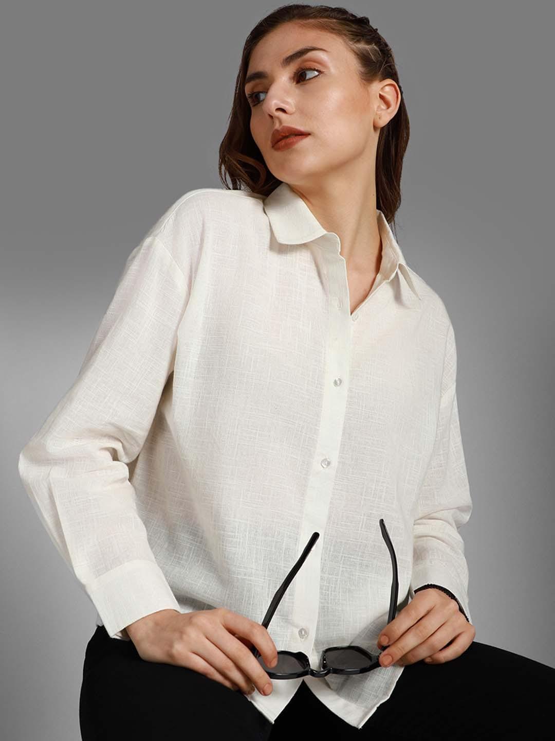high star classic boxy mandarin collar long sleeves cotton casual shirt