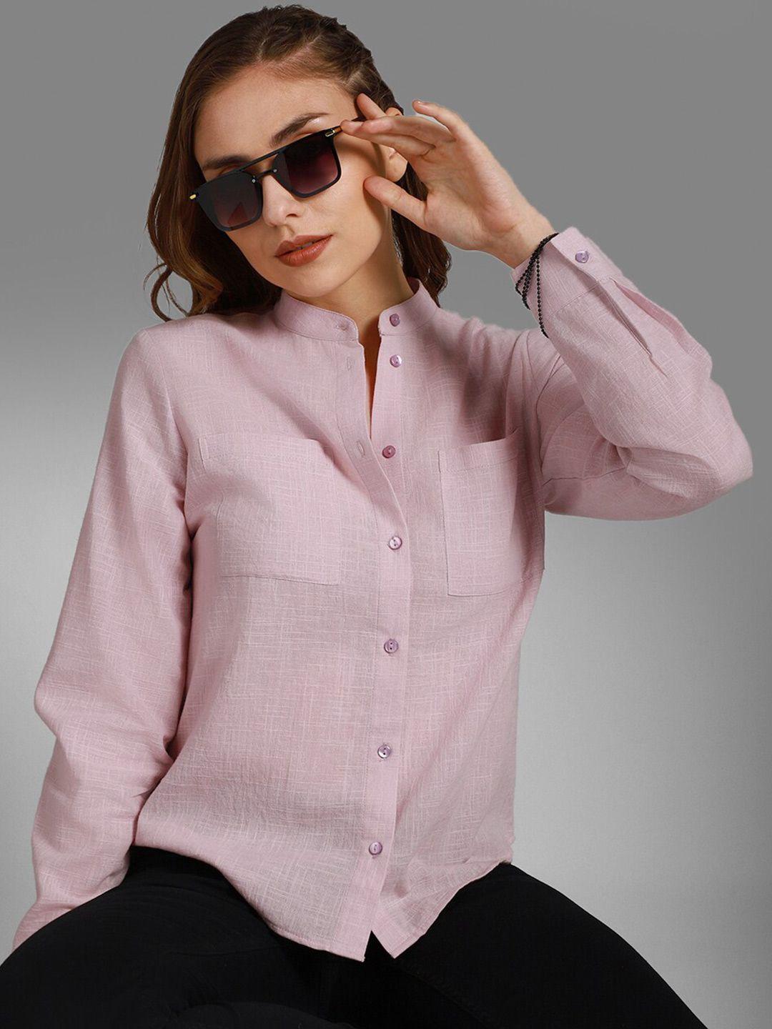 high star classic mandarin collar long sleeves cotton casual shirt