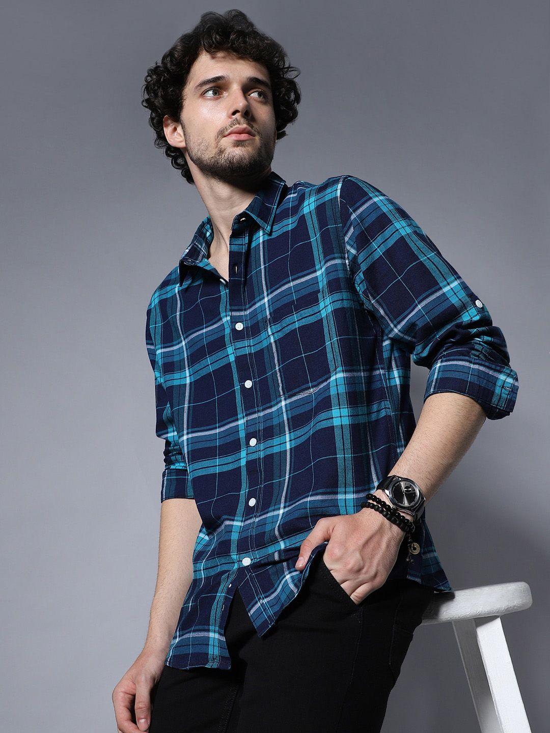 high star classic tartan checks opaque pure cotton casual shirt