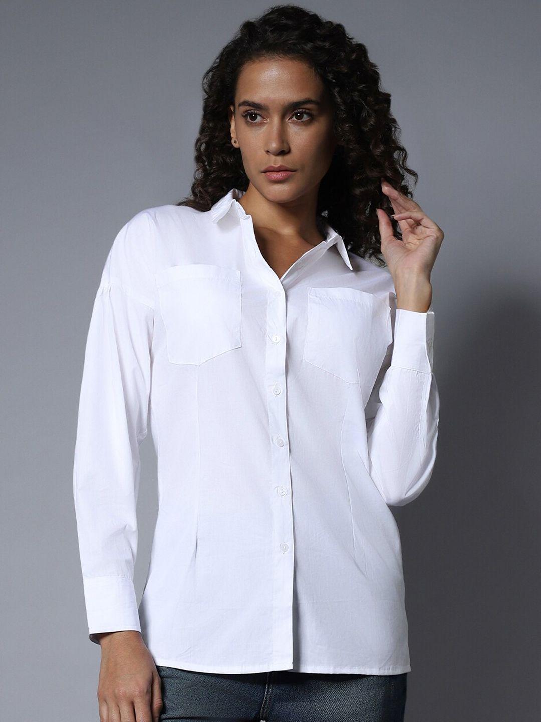 high star cotton spread collar long sleeves solid regular longline shirts