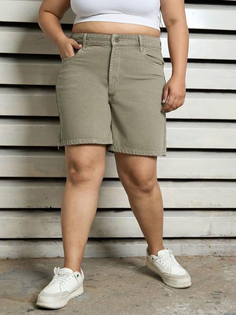 high star green relaxed fit high rise shorts