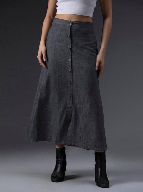 high star grey cotton midi skirt