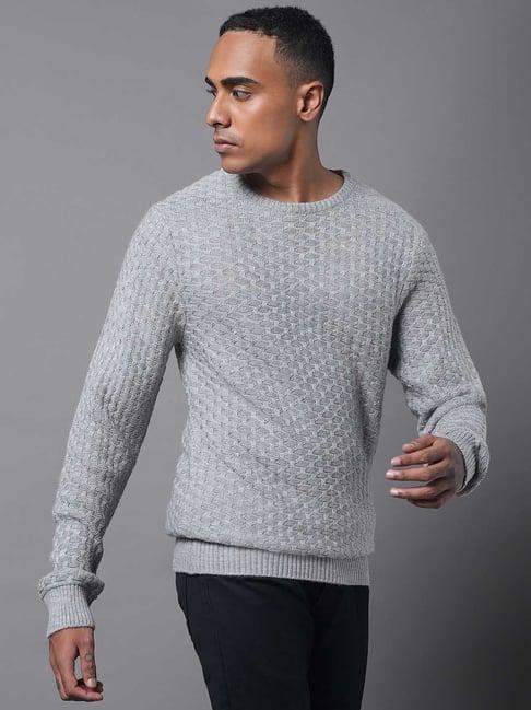 high star grey regular fit self design sweater