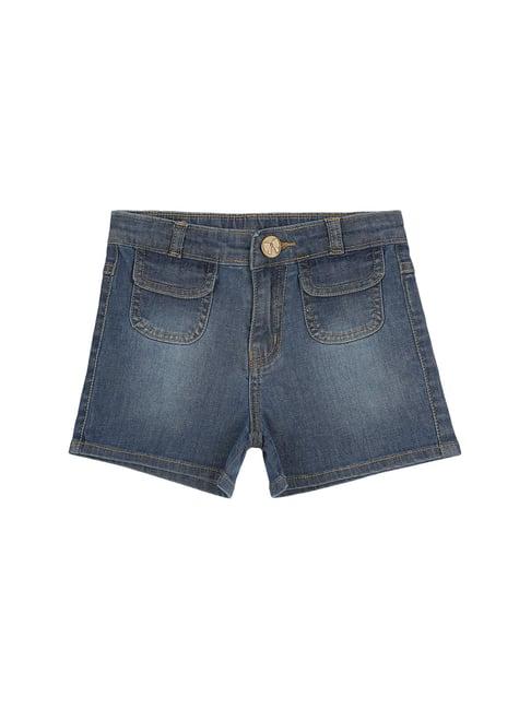 high star kids blue solid shorts
