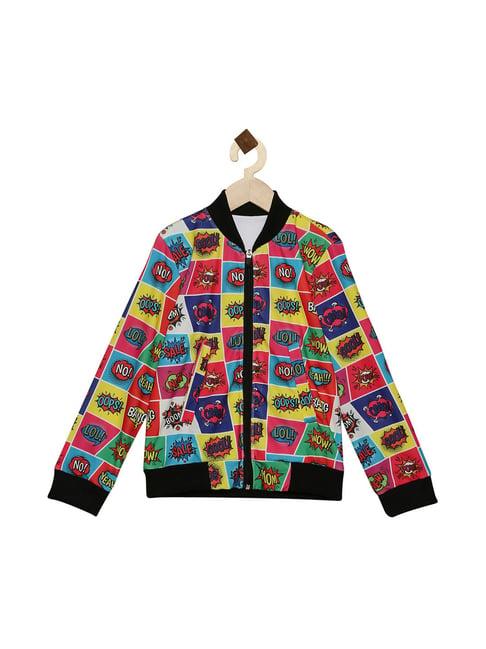 high star kids multicolor printed bomber jacket