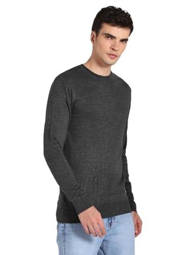 high star men's cotton round neck sweater (hsmsww23004_ch_charcoal_l)