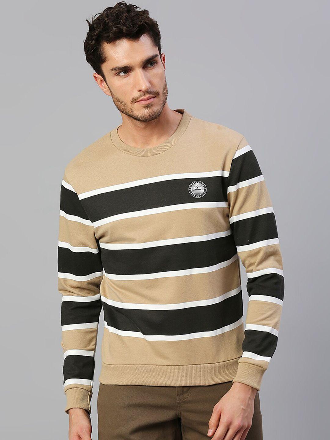 high star men beige striped sweatshirt