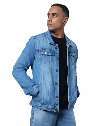 high star men blue solid denim jacket(s)