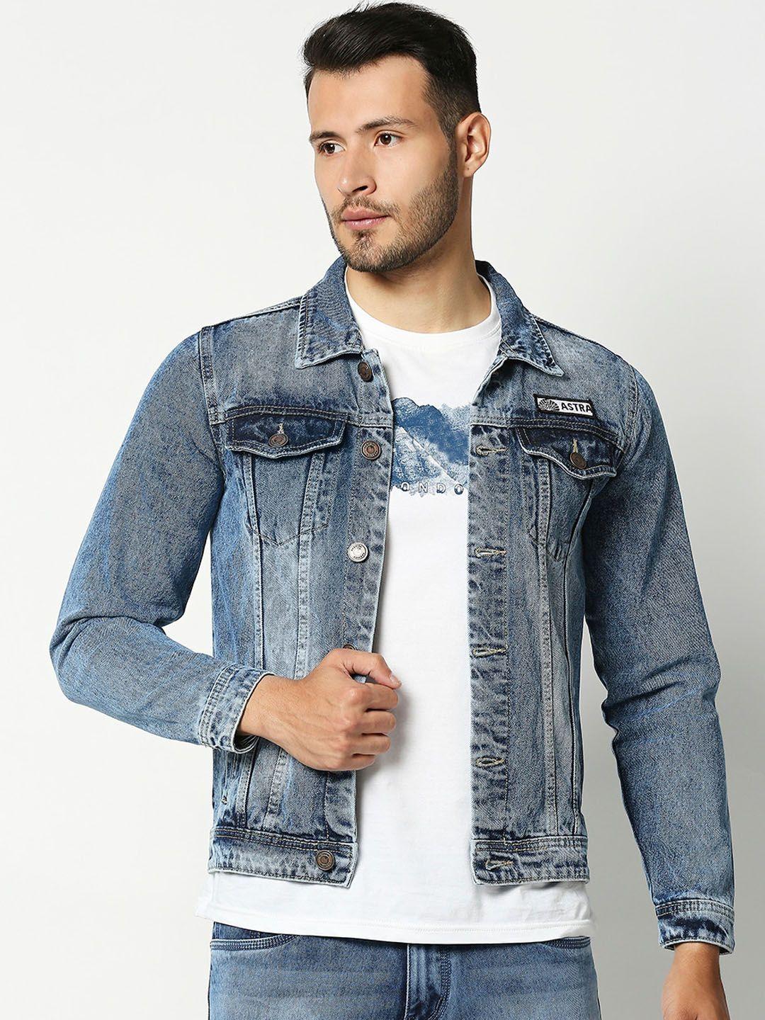 high star men blue washed denim jacket