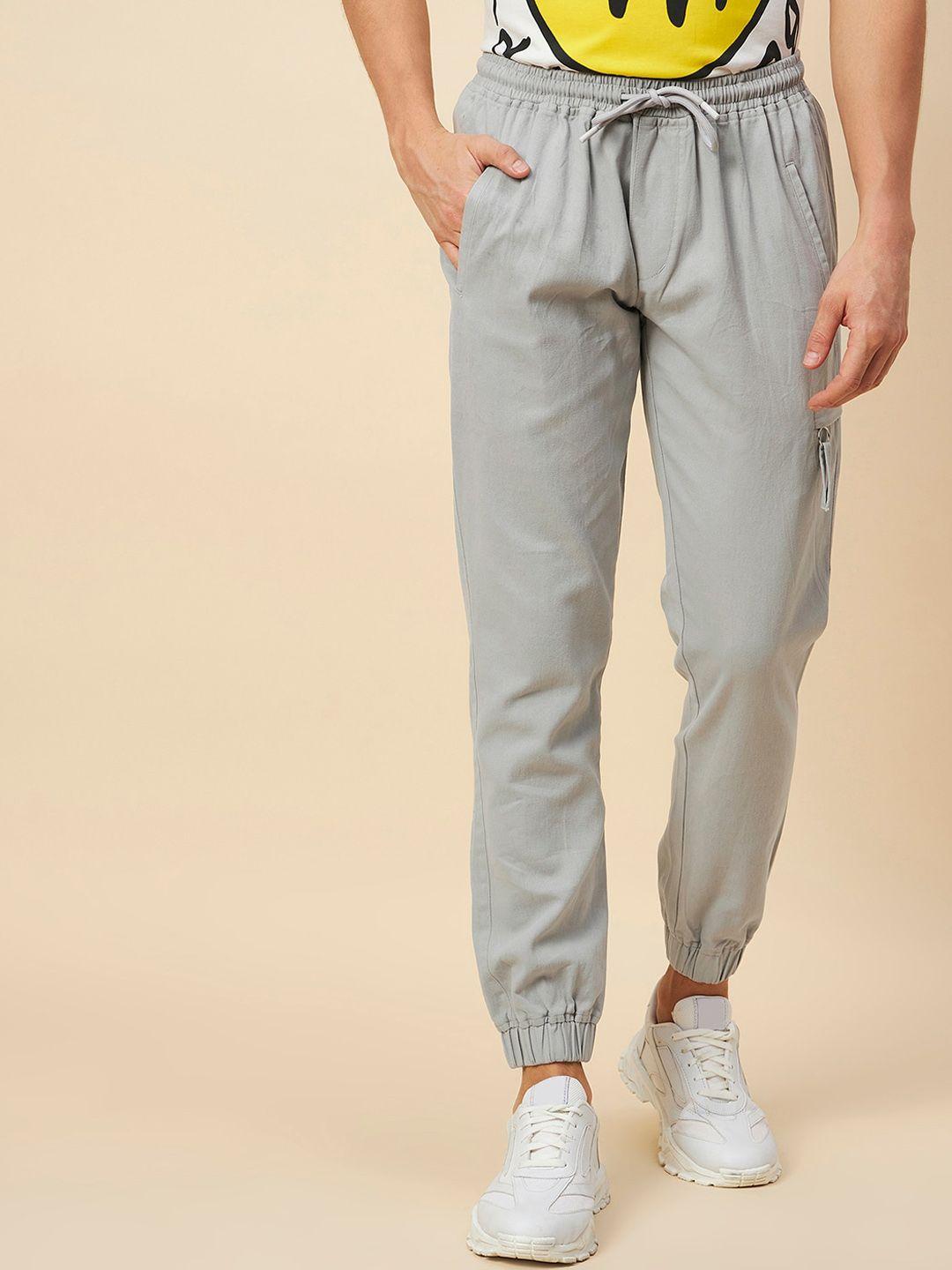 high star men grey melange non iron joggers trousers