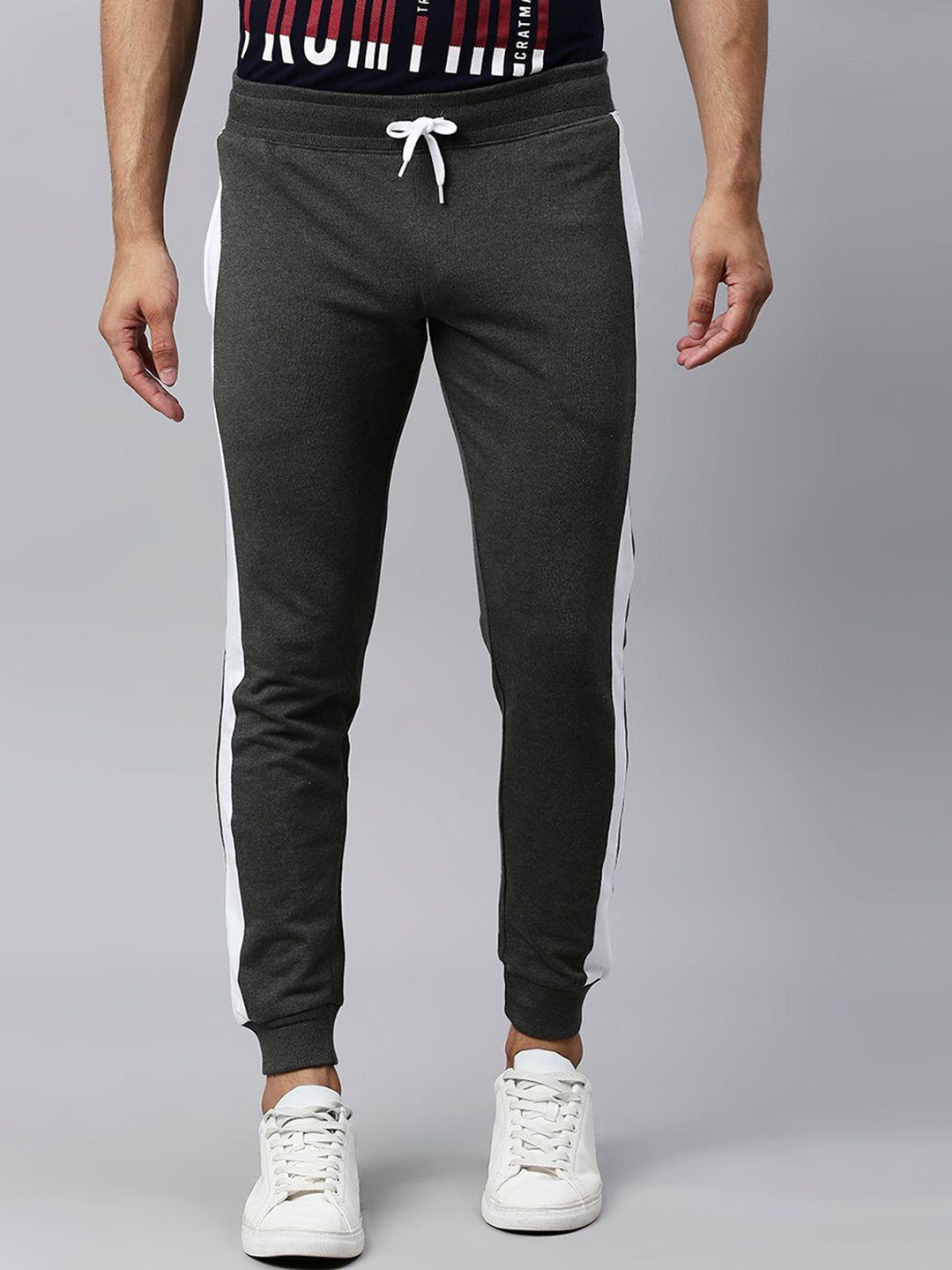 high star men grey solid slim-fit joggers