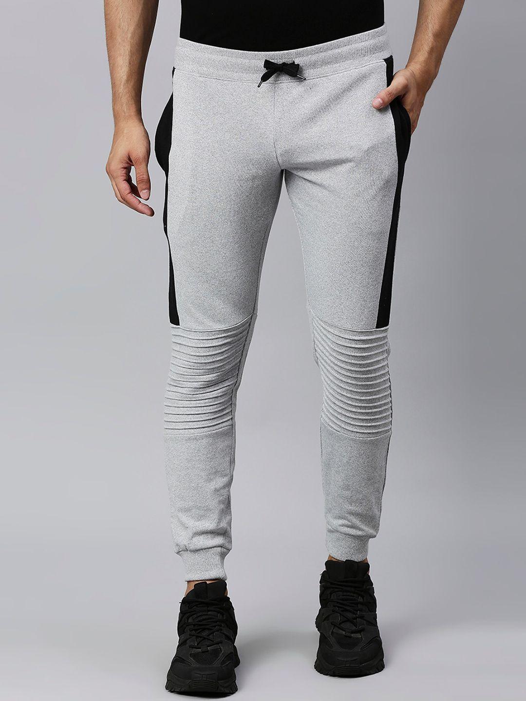 high star men grey solid slim-fit joggers