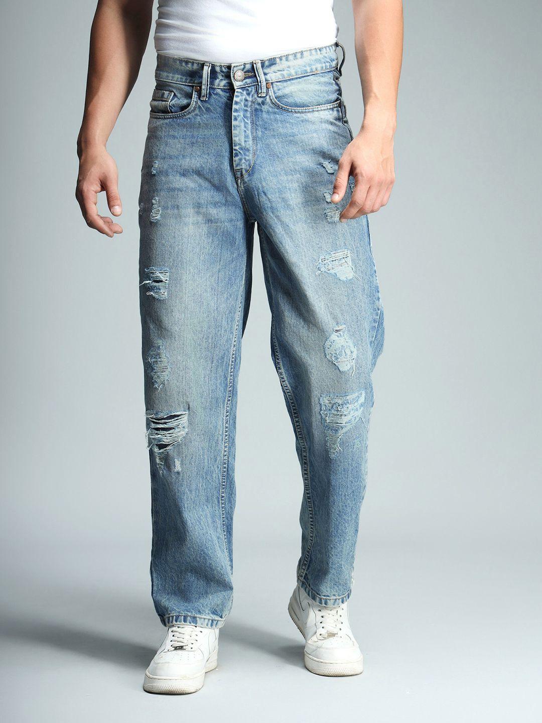 high star men highly distressed light fade stretchable jeans