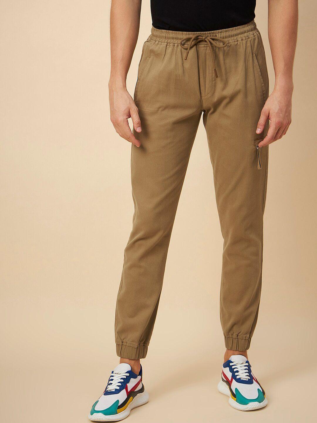 high star men khaki non iron joggers trousers