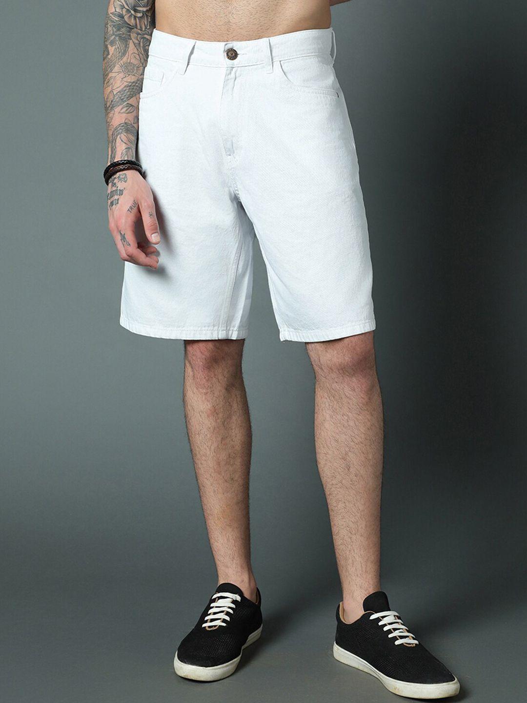 high star men mid-rise loose fit pure cotton chino shorts