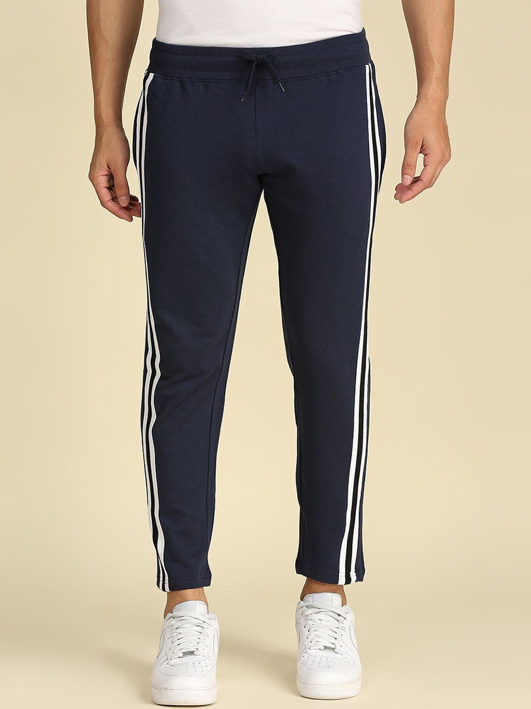 high star men navy blue solid slim fit track pants