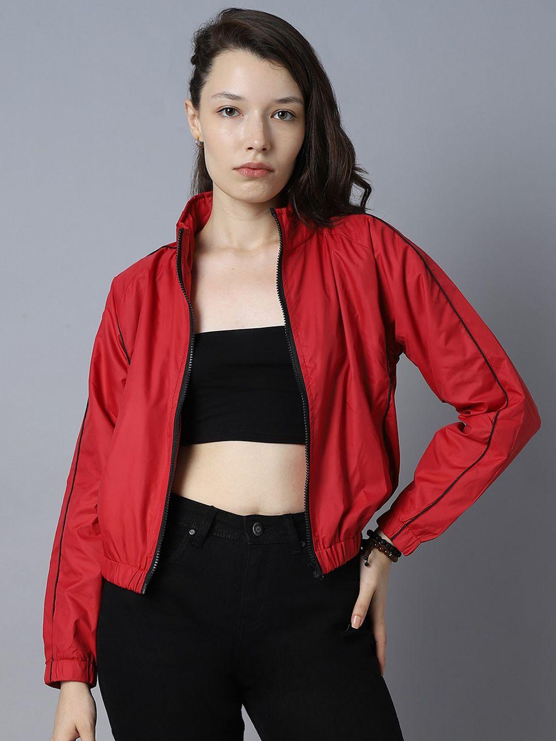 high star mock collar long sleeves windcheater crop bomber jacket