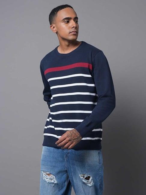 high star navy regular fit striped sweatshirt