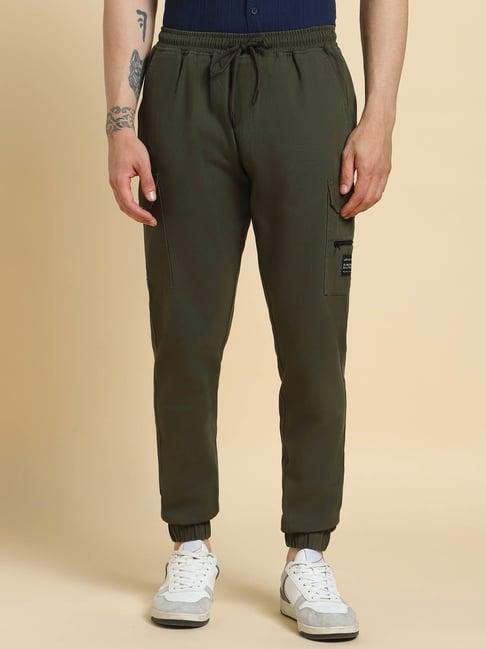 high star olive regular fit stretchable cargo pockets jogger pants