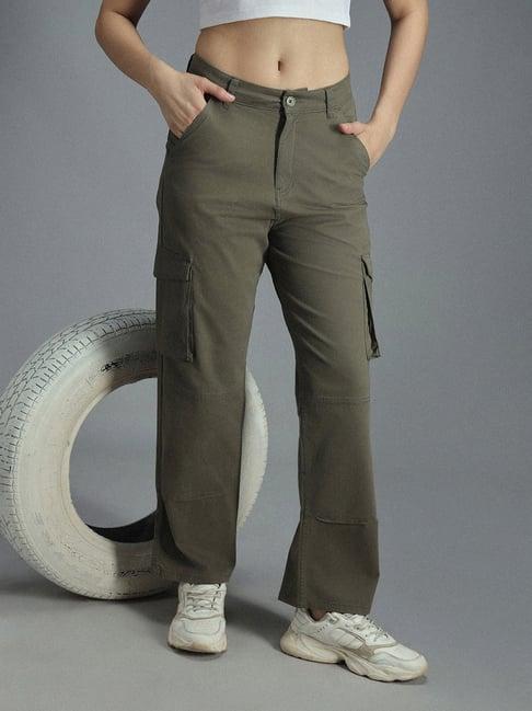 high star olive relaxed fit high rise cargo pants