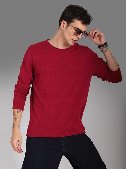 high star red cotton regular fit sweater