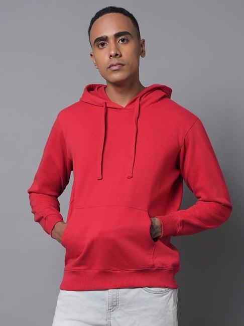 high star red regular fit hooded sweatshirt