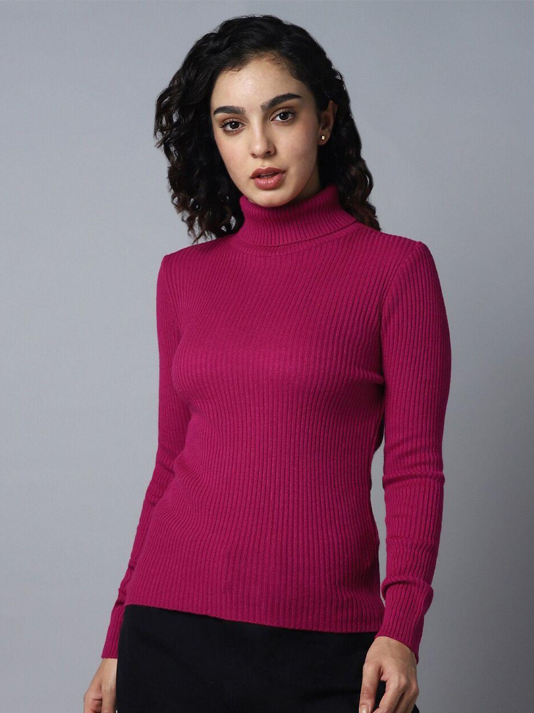 high star ribbed turtle neck long sleeves acrylic pullover sweaters